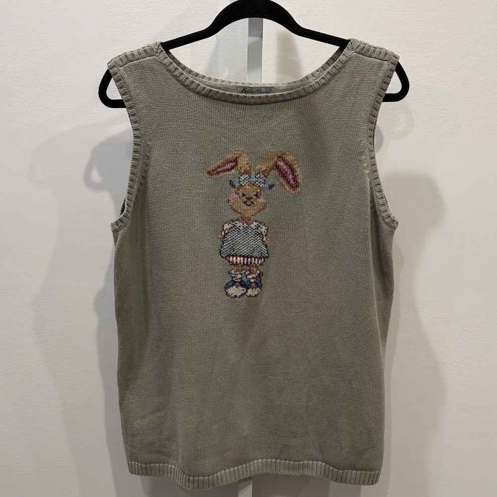 Vintage Eddie Bauer Sweater Bunny Design Knit Women Size XXL Sleeve Cottagecore